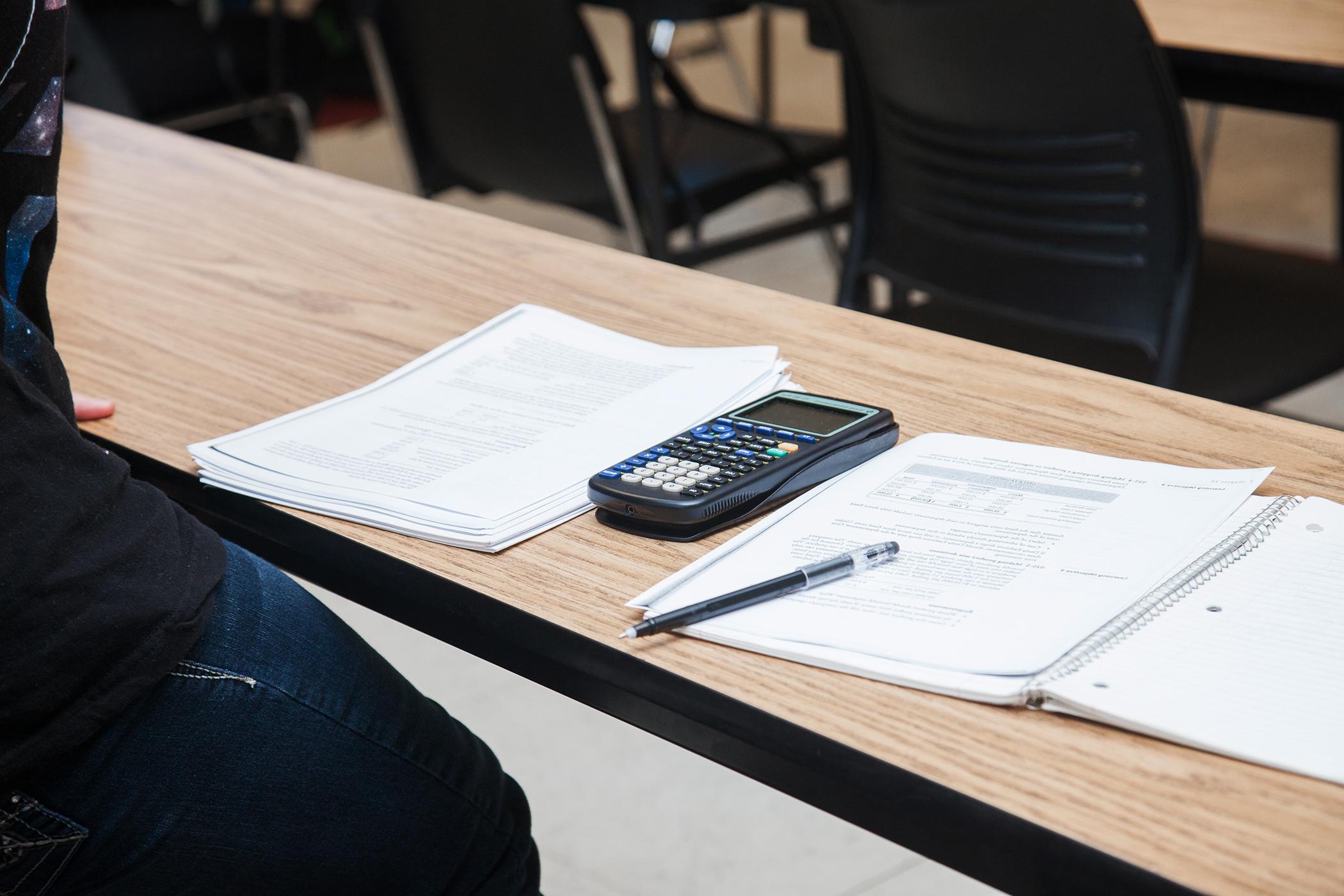 Student using a calculator.