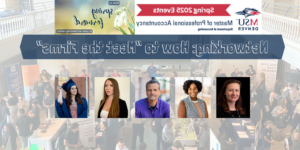 Department of Accounting's 1/31/25 Networking event banner image - faded background image of a previous packed meet the firms event in Tivoli with students talking to various recruiters, with our event title listed -Networking: How to 