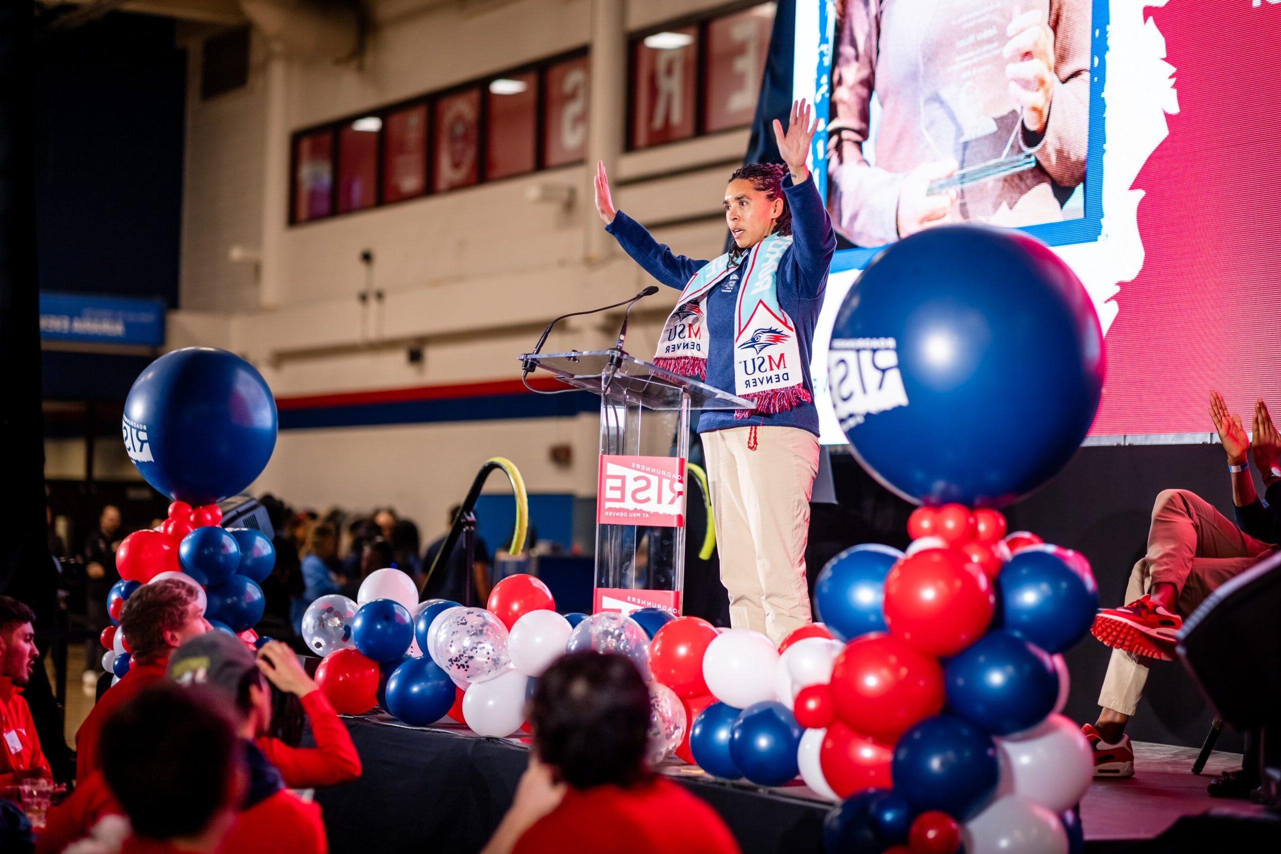 Speaker Presenting at Roadrunners Rise Campaign Launch event